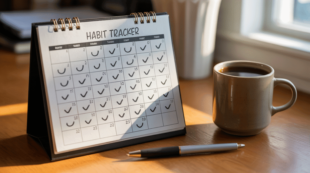 Simple habit tracker with marks for daily consistency.
