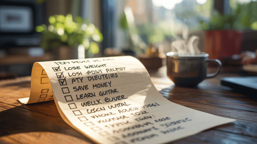 A checklist of traditional goals with several incomplete tasks