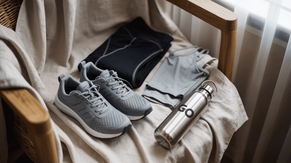 Workout clothes laid out in preparation for next session.
