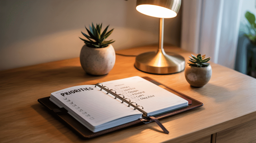 Organized planner and checklist after a Sunday reset.